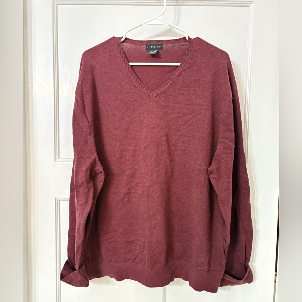 jf j.ferrar Maroon V-Neck Sweater